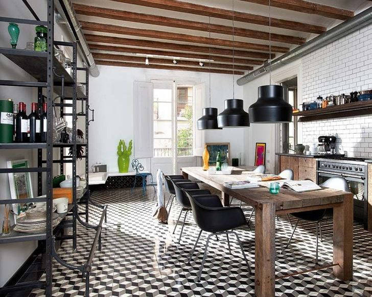 cocina industrial con suelo hidraulico